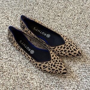 Rothy's the Point Leopard Print Pointed Toe Flats - Tan & Black size 11